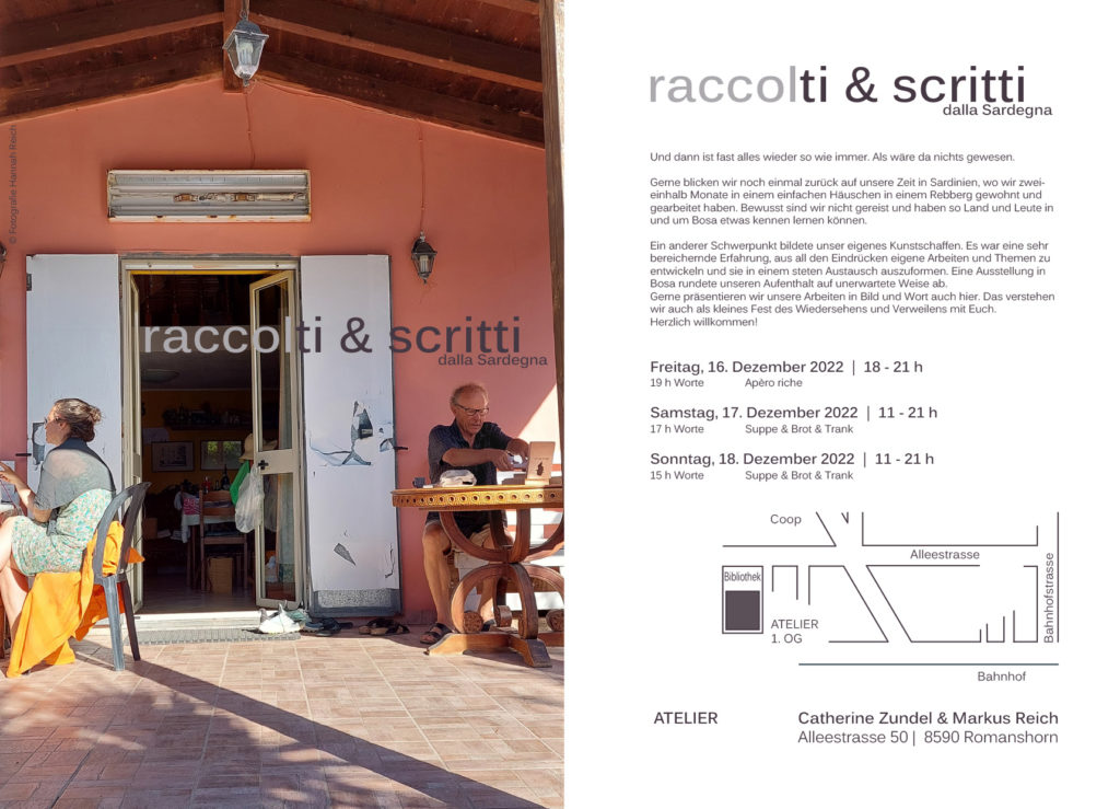 Atelierausstellung, Aufenthalt in Sardinien, mit Catherine Zundel